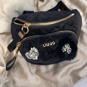 Liu Jo black, waist bag from Italy, approx 7.5hx12w, strap approx 27in, like new